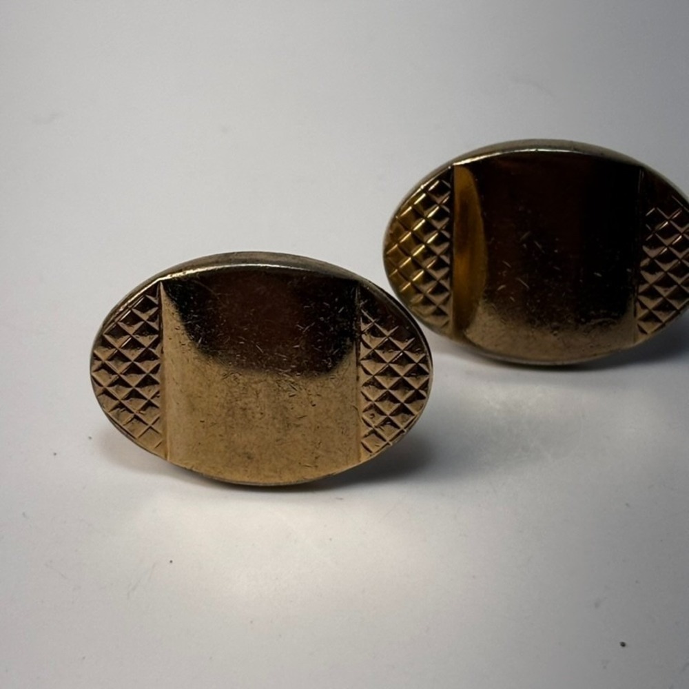 Vintage Cuff Links Gold Tone Oval